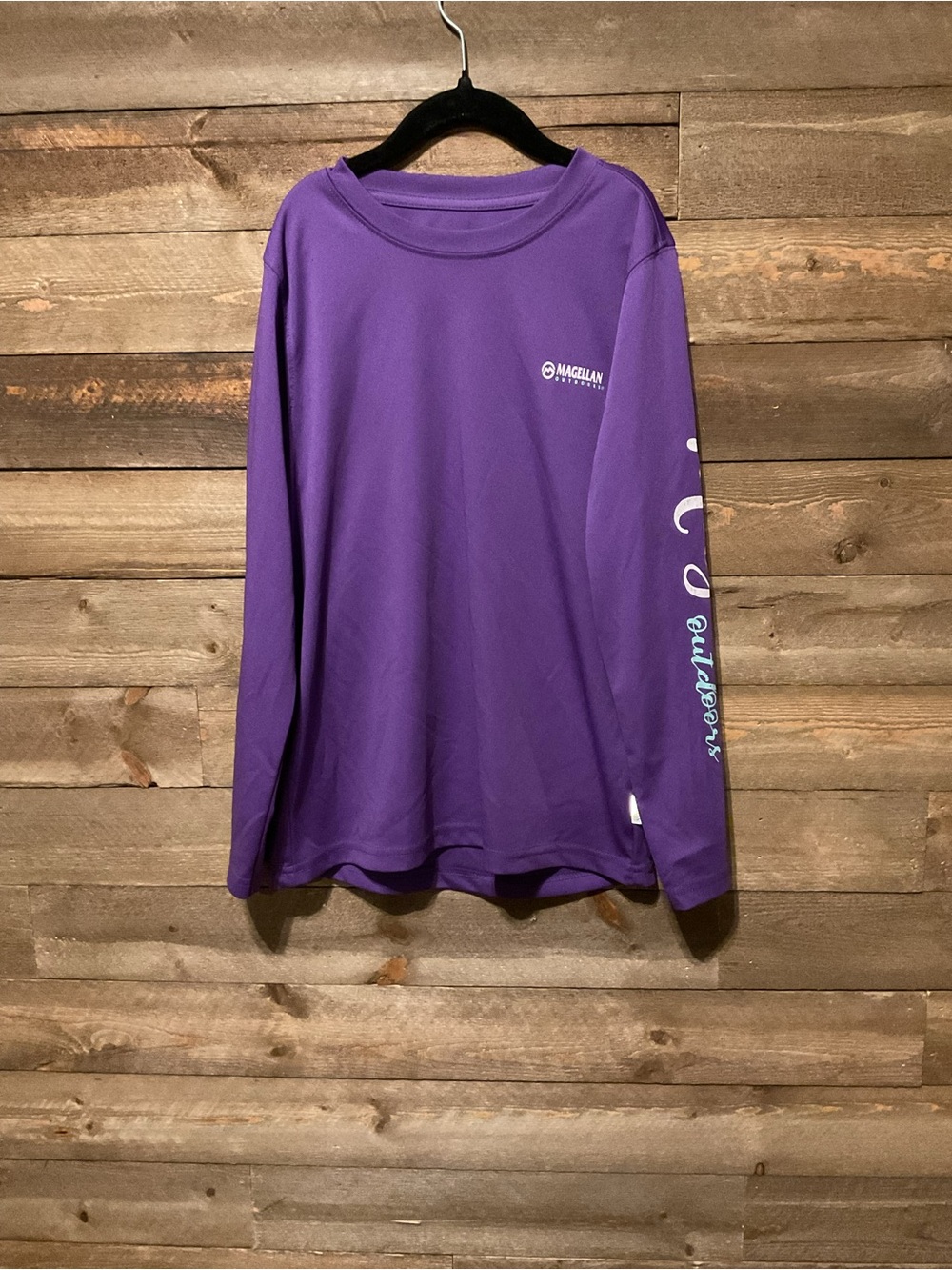 Magellan Outdoors Dark Purple Boyfriend Fit Women’s Long Sleeve Shirt Medium